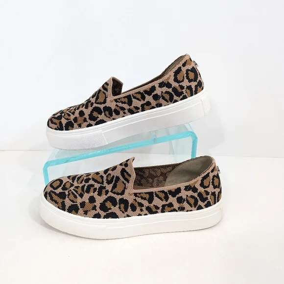 Steve Madden Platform Sneakers sz 9 Women Animal Print Shoes Slip on knit mailer - Picture 4 of 10